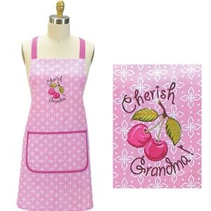 NWT women’s apron Cherish grandma pink green